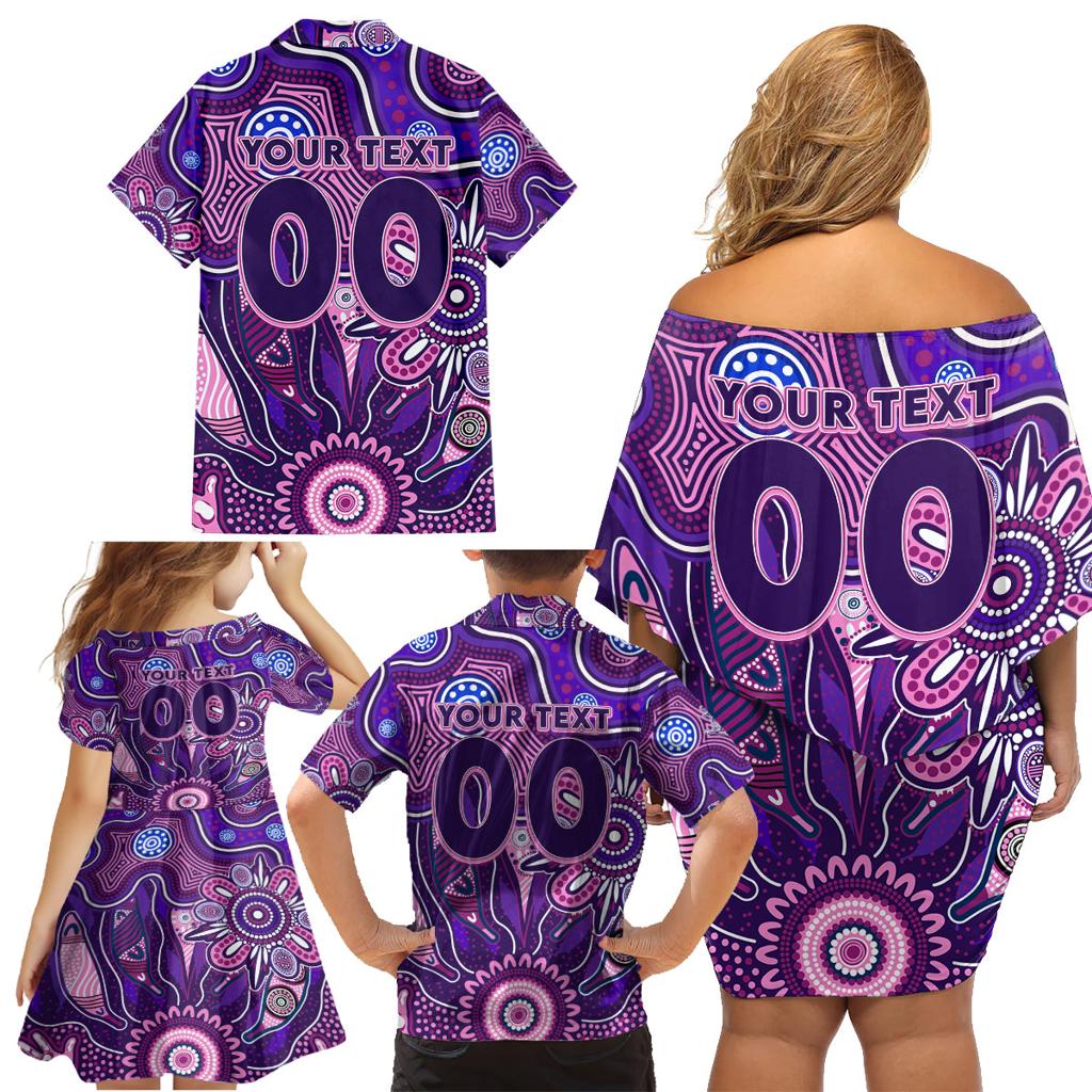 Personalised Freo NAIDOC Week 2024 Family Matching Off Shoulder Short Dress and Hawaiian Shirt Aussie Aboriginal Art