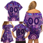 Personalised Freo NAIDOC Week 2024 Family Matching Off Shoulder Short Dress and Hawaiian Shirt Aussie Aboriginal Art