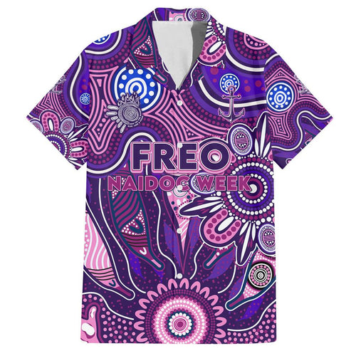 Personalised Freo NAIDOC Week 2024 Family Matching Off Shoulder Short Dress and Hawaiian Shirt Aussie Aboriginal Art