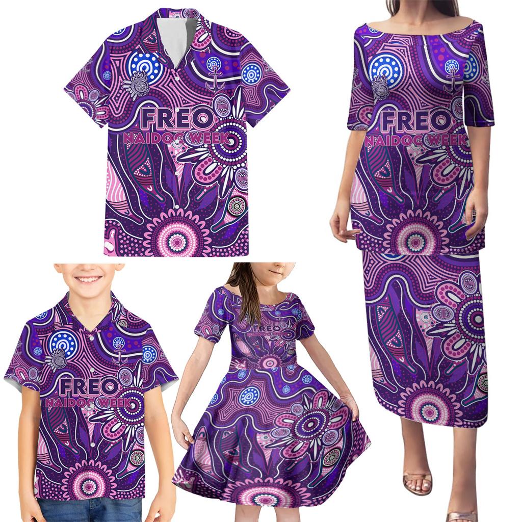 Personalised Freo NAIDOC Week 2024 Family Matching Puletasi and Hawaiian Shirt Aussie Aboriginal Art