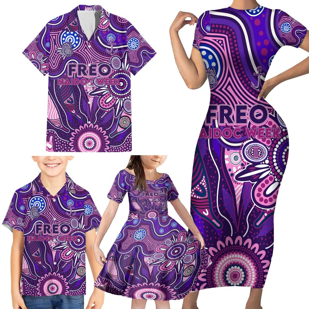 Personalised Freo NAIDOC Week 2024 Family Matching Short Sleeve Bodycon Dress and Hawaiian Shirt Aussie Aboriginal Art