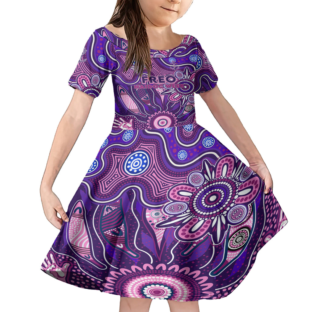 Personalised Freo NAIDOC Week 2024 Kid Short Sleeve Dress Aussie Aboriginal Art