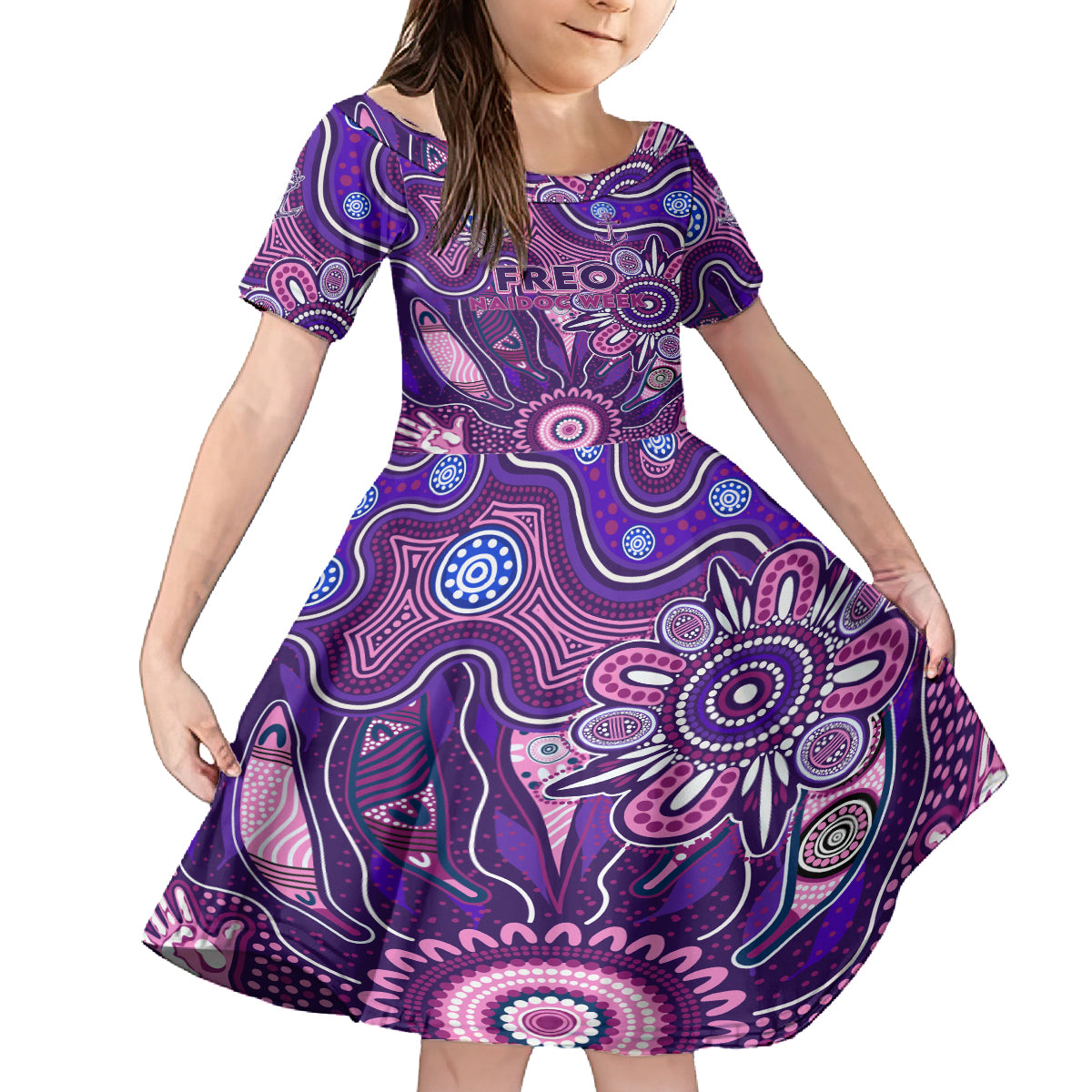 Personalised Freo NAIDOC Week 2024 Kid Short Sleeve Dress Aussie Aboriginal Art