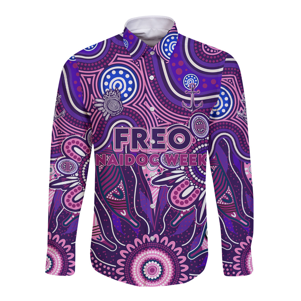 Personalised Freo NAIDOC Week 2024 Long Sleeve Button Shirt Aussie Aboriginal Art