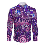 Personalised Freo NAIDOC Week 2024 Long Sleeve Button Shirt Aussie Aboriginal Art