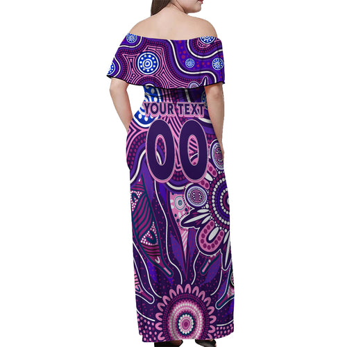 Personalised Freo NAIDOC Week 2024 Off Shoulder Maxi Dress Aussie Aboriginal Art
