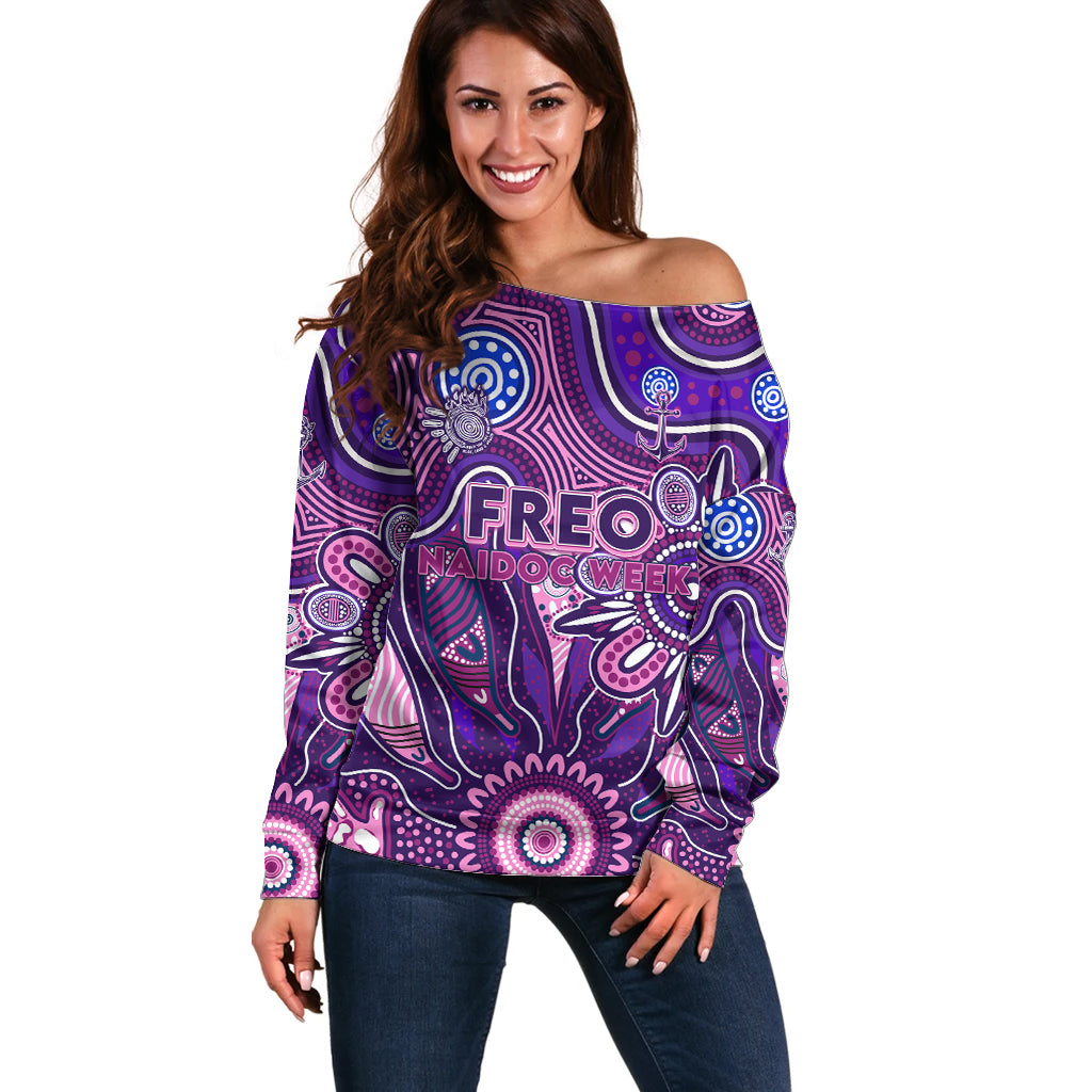 Personalised Freo NAIDOC Week 2024 Off Shoulder Sweater Aussie Aboriginal Art