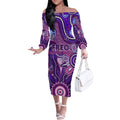 Personalised Freo NAIDOC Week 2024 Off The Shoulder Long Sleeve Dress Aussie Aboriginal Art