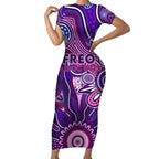 Personalised Freo NAIDOC Week 2024 Short Sleeve Bodycon Dress Aussie Aboriginal Art