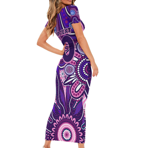 Personalised Freo NAIDOC Week 2024 Short Sleeve Bodycon Dress Aussie Aboriginal Art