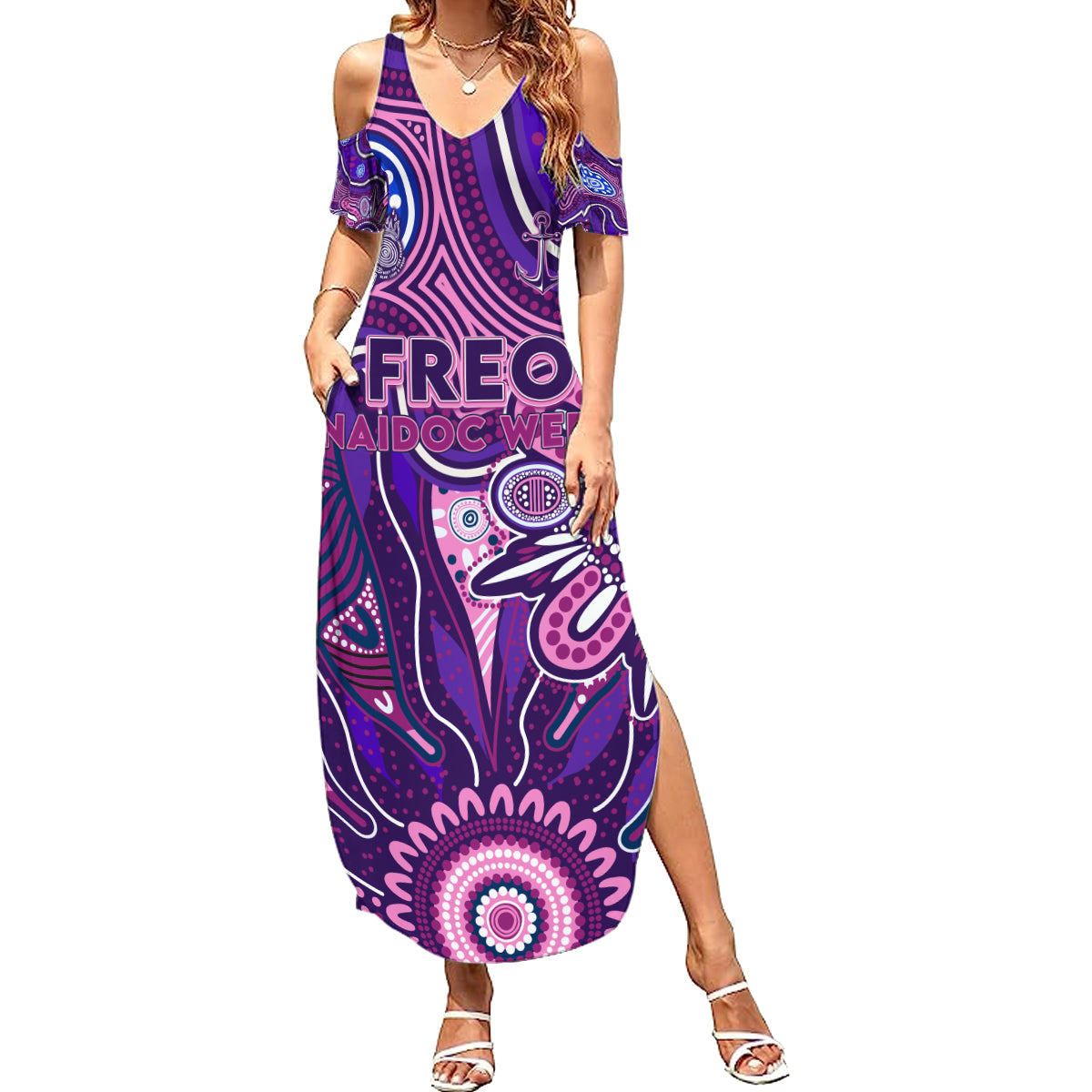 Personalised Freo NAIDOC Week 2024 Summer Maxi Dress Aussie Aboriginal Art