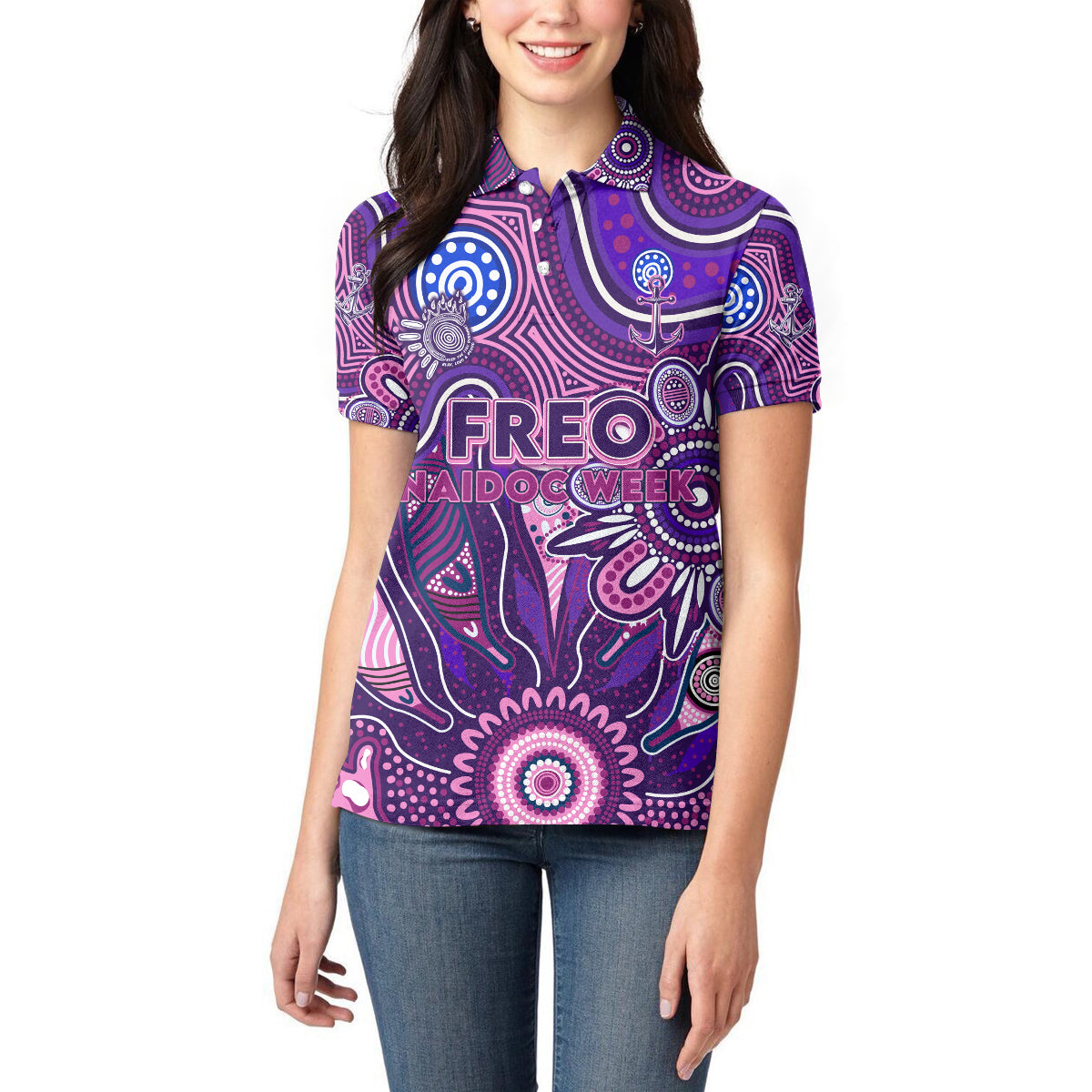 Personalised Freo NAIDOC Week 2024 Women Polo Shirt Aussie Aboriginal Art