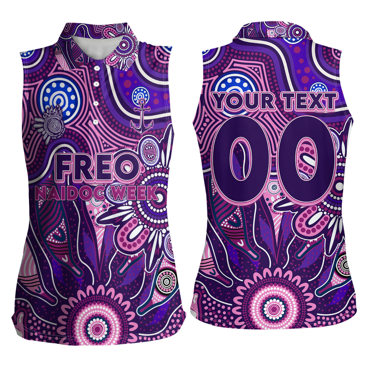 Personalised Freo NAIDOC Week 2024 Women Sleeveless Polo Shirt Aussie Aboriginal Art