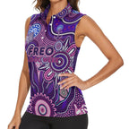 Personalised Freo NAIDOC Week 2024 Women Sleeveless Polo Shirt Aussie Aboriginal Art