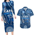 Personalised Cats NAIDOC Week 2024 Couples Matching Long Sleeve Bodycon Dress and Hawaiian Shirt Aussie Aboriginal Art