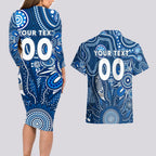 Personalised Cats NAIDOC Week 2024 Couples Matching Long Sleeve Bodycon Dress and Hawaiian Shirt Aussie Aboriginal Art