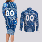 Personalised Cats NAIDOC Week 2024 Couples Matching Long Sleeve Bodycon Dress and Long Sleeve Button Shirt Aussie Aboriginal Art