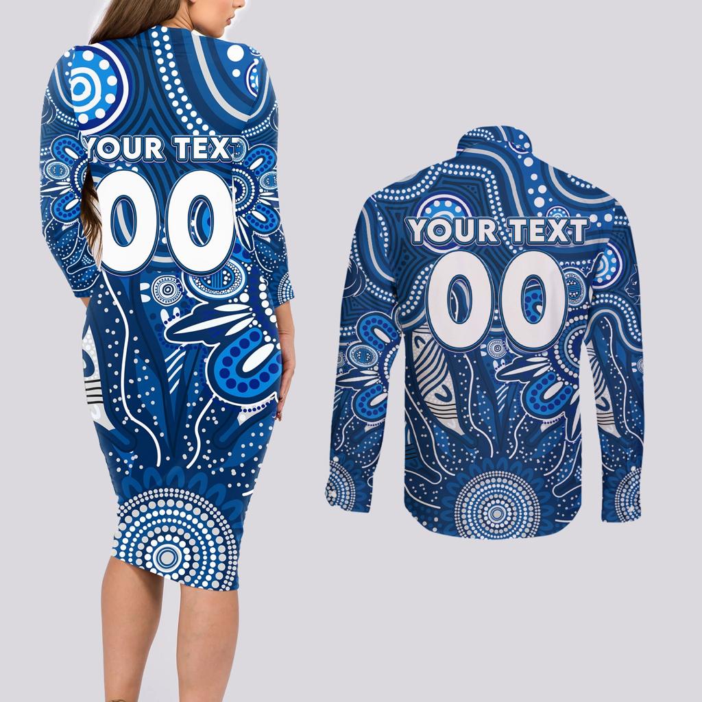 Personalised Cats NAIDOC Week 2024 Couples Matching Long Sleeve Bodycon Dress and Long Sleeve Button Shirt Aussie Aboriginal Art