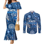 Personalised Cats NAIDOC Week 2024 Couples Matching Mermaid Dress and Long Sleeve Button Shirt Aussie Aboriginal Art