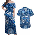 Personalised Cats NAIDOC Week 2024 Couples Matching Off Shoulder Maxi Dress and Hawaiian Shirt Aussie Aboriginal Art