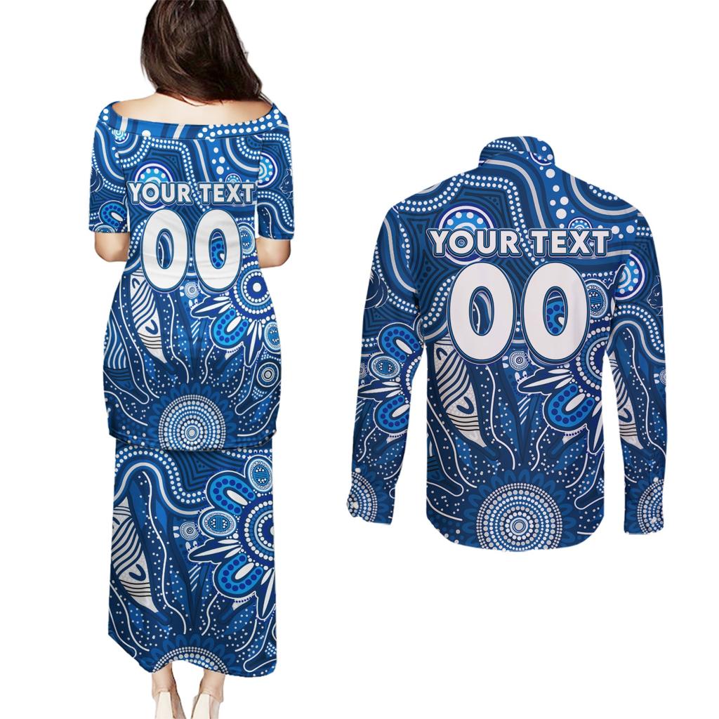 Personalised Cats NAIDOC Week 2024 Couples Matching Puletasi and Long Sleeve Button Shirt Aussie Aboriginal Art