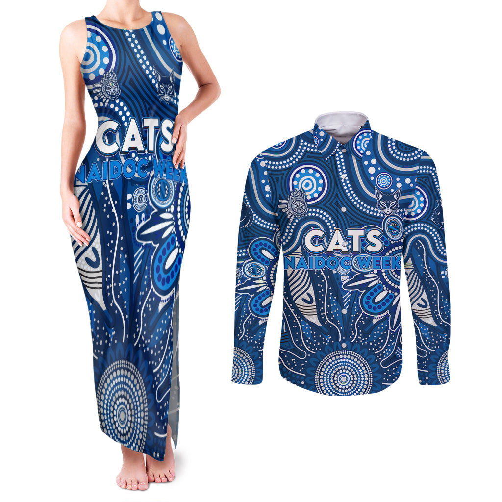 Personalised Cats NAIDOC Week 2024 Couples Matching Tank Maxi Dress and Long Sleeve Button Shirt Aussie Aboriginal Art