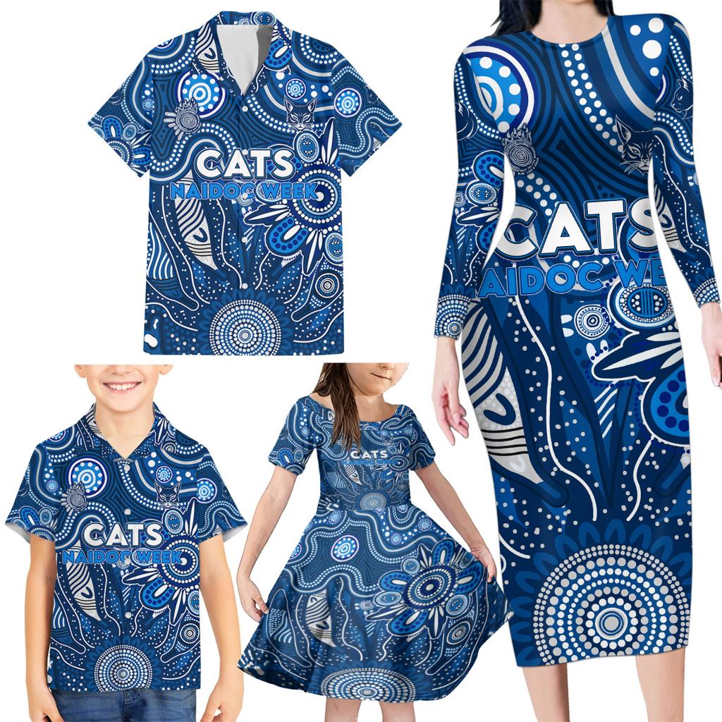 Personalised Cats NAIDOC Week 2024 Family Matching Long Sleeve Bodycon Dress and Hawaiian Shirt Aussie Aboriginal Art