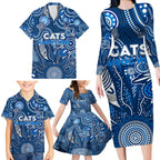 Personalised Cats NAIDOC Week 2024 Family Matching Long Sleeve Bodycon Dress and Hawaiian Shirt Aussie Aboriginal Art