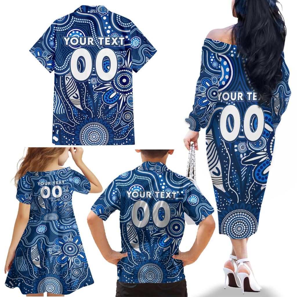 Personalised Cats NAIDOC Week 2024 Family Matching Off The Shoulder Long Sleeve Dress and Hawaiian Shirt Aussie Aboriginal Art