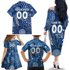Personalised Cats NAIDOC Week 2024 Family Matching Off The Shoulder Long Sleeve Dress and Hawaiian Shirt Aussie Aboriginal Art