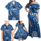 Personalised Cats NAIDOC Week 2024 Family Matching Off Shoulder Maxi Dress and Hawaiian Shirt Aussie Aboriginal Art
