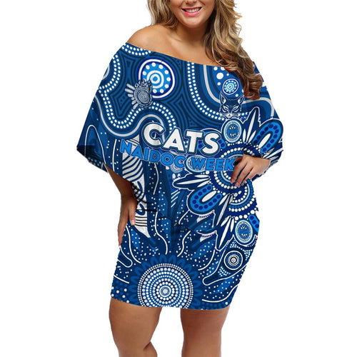 Personalised Cats NAIDOC Week 2024 Family Matching Off Shoulder Short Dress and Hawaiian Shirt Aussie Aboriginal Art