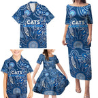 Personalised Cats NAIDOC Week 2024 Family Matching Puletasi and Hawaiian Shirt Aussie Aboriginal Art