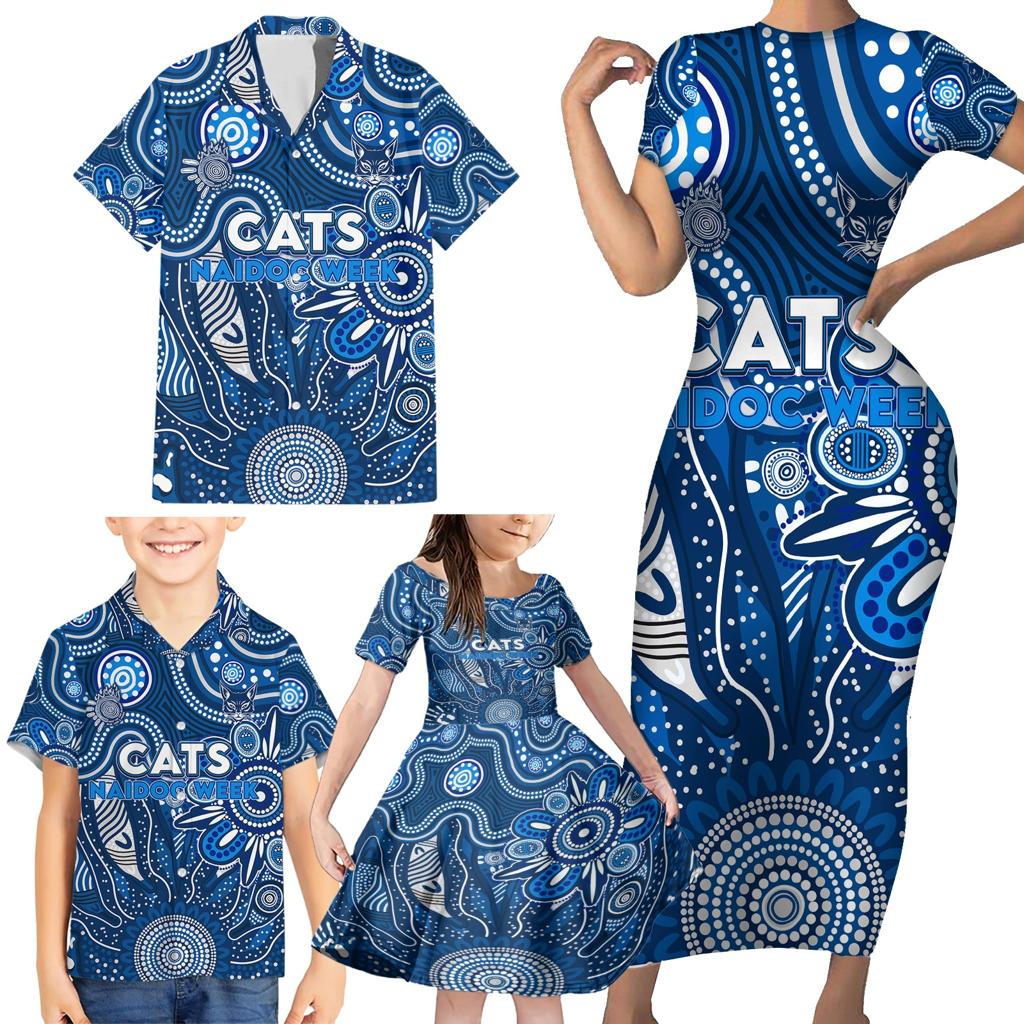 Personalised Cats NAIDOC Week 2024 Family Matching Short Sleeve Bodycon Dress and Hawaiian Shirt Aussie Aboriginal Art