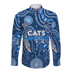 Personalised Cats NAIDOC Week 2024 Long Sleeve Button Shirt Aussie Aboriginal Art