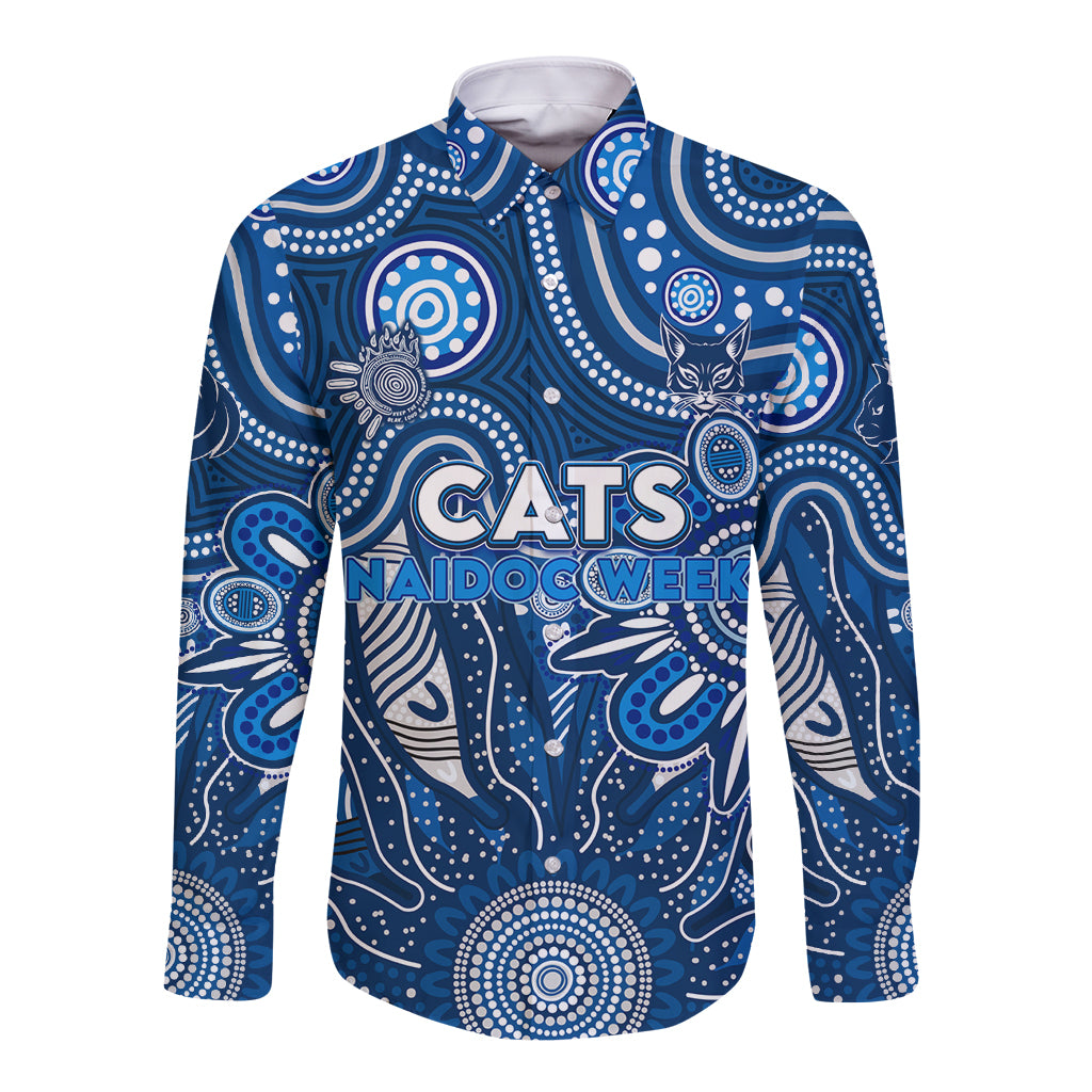 Personalised Cats NAIDOC Week 2024 Long Sleeve Button Shirt Aussie Aboriginal Art