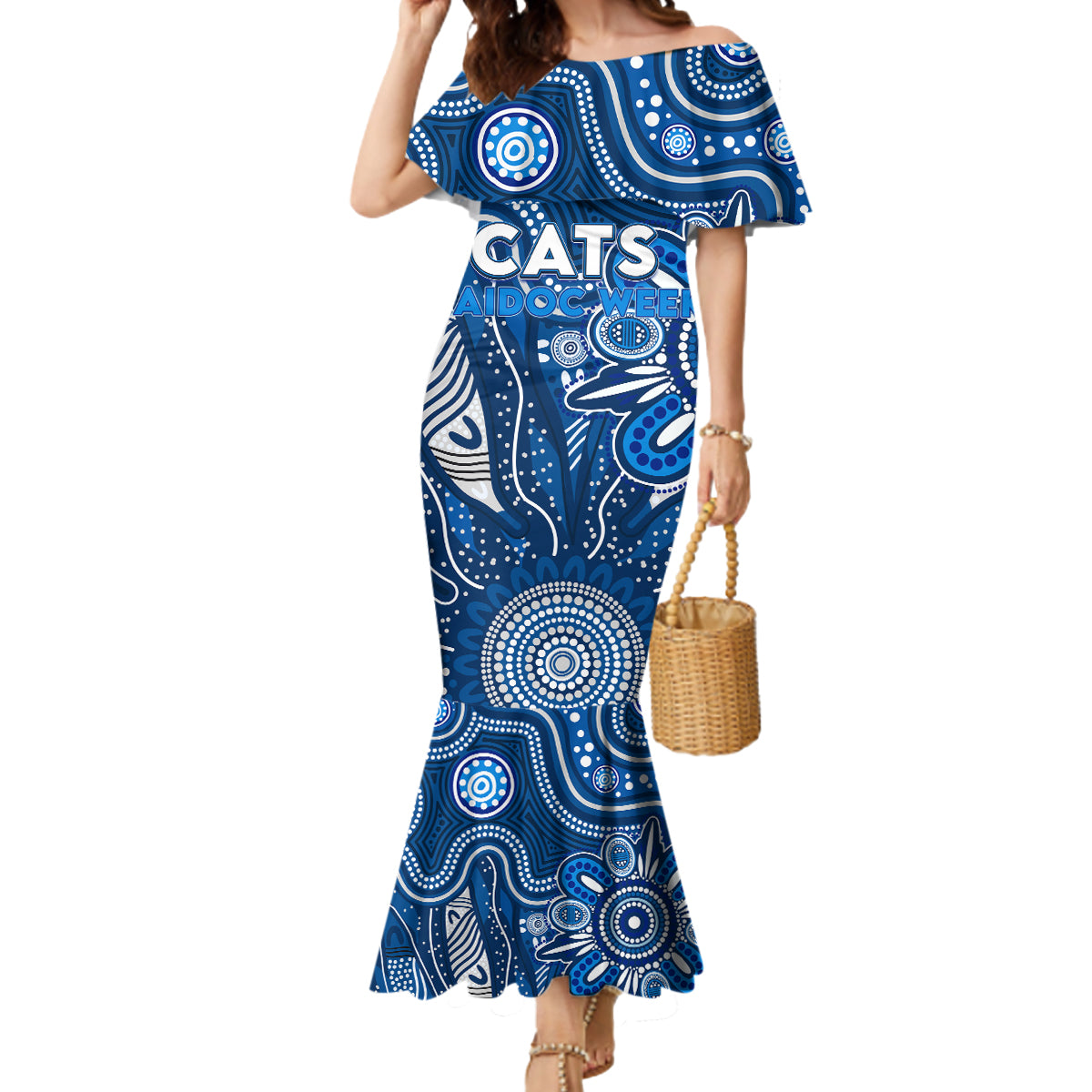 Personalised Cats NAIDOC Week 2024 Mermaid Dress Aussie Aboriginal Art
