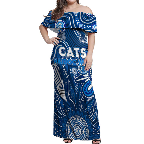 Personalised Cats NAIDOC Week 2024 Off Shoulder Maxi Dress Aussie Aboriginal Art