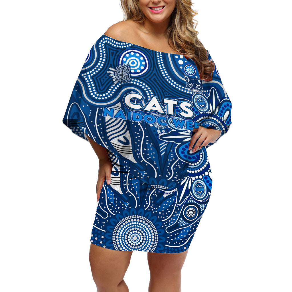 Personalised Cats NAIDOC Week 2024 Off Shoulder Short Dress Aussie Aboriginal Art