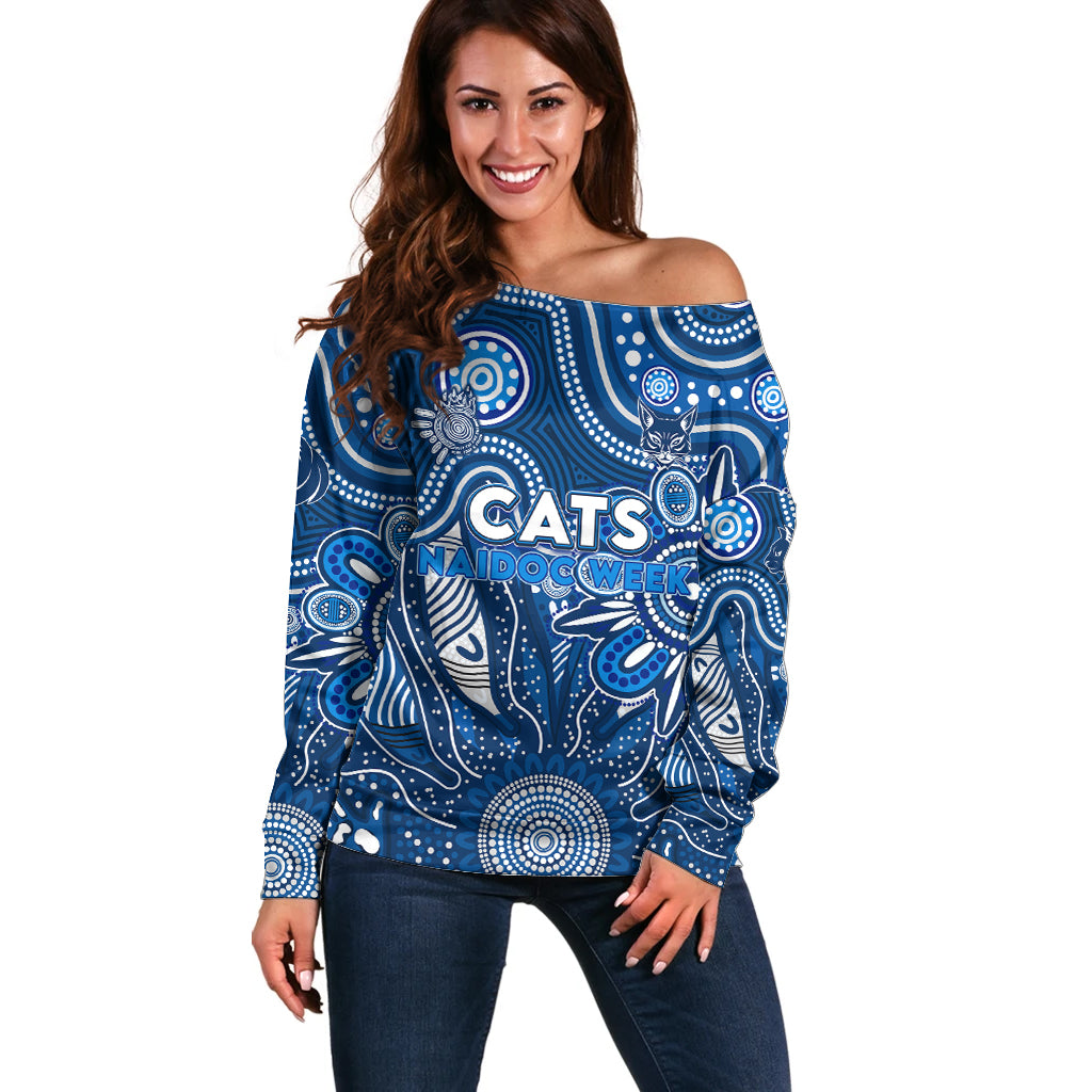 Personalised Cats NAIDOC Week 2024 Off Shoulder Sweater Aussie Aboriginal Art