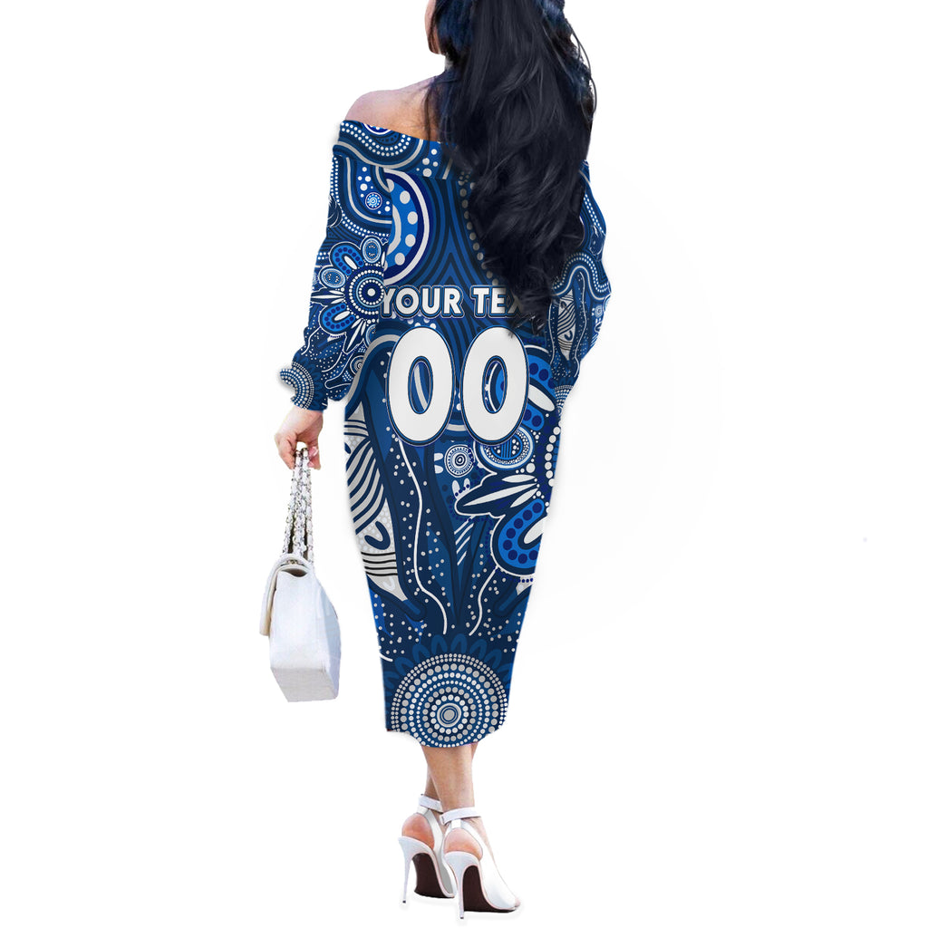 Personalised Cats NAIDOC Week 2024 Off The Shoulder Long Sleeve Dress Aussie Aboriginal Art