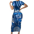 Personalised Cats NAIDOC Week 2024 Short Sleeve Bodycon Dress Aussie Aboriginal Art