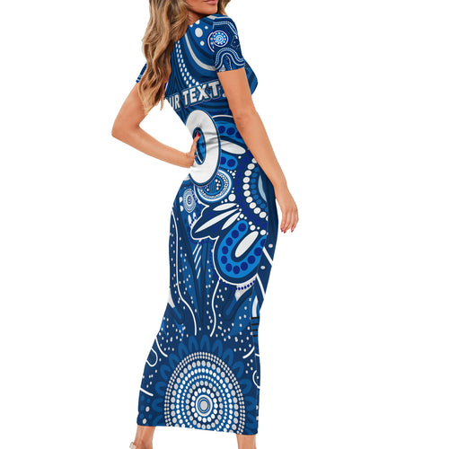 Personalised Cats NAIDOC Week 2024 Short Sleeve Bodycon Dress Aussie Aboriginal Art