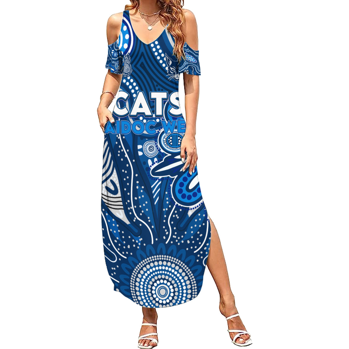 Personalised Cats NAIDOC Week 2024 Summer Maxi Dress Aussie Aboriginal Art