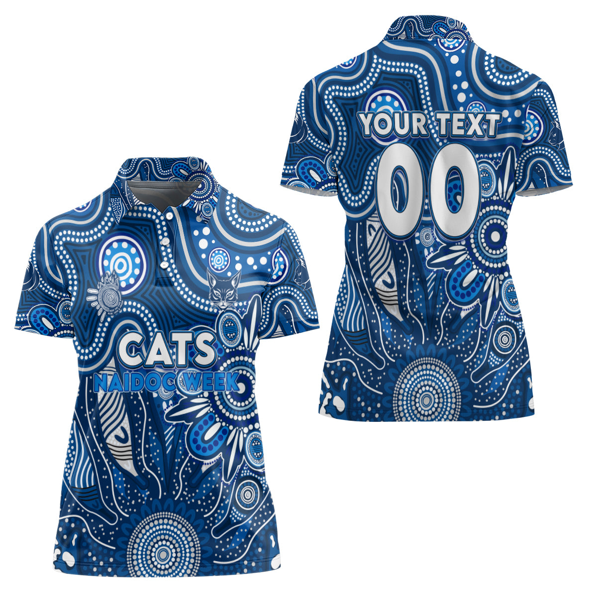 Personalised Cats NAIDOC Week 2024 Women Polo Shirt Aussie Aboriginal Art