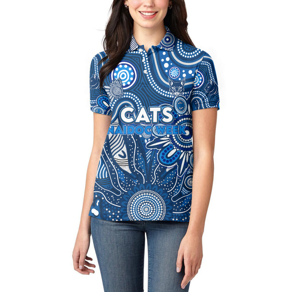 Personalised Cats NAIDOC Week 2024 Women Polo Shirt Aussie Aboriginal Art
