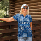 Personalised Cats NAIDOC Week 2024 Women Polo Shirt Aussie Aboriginal Art