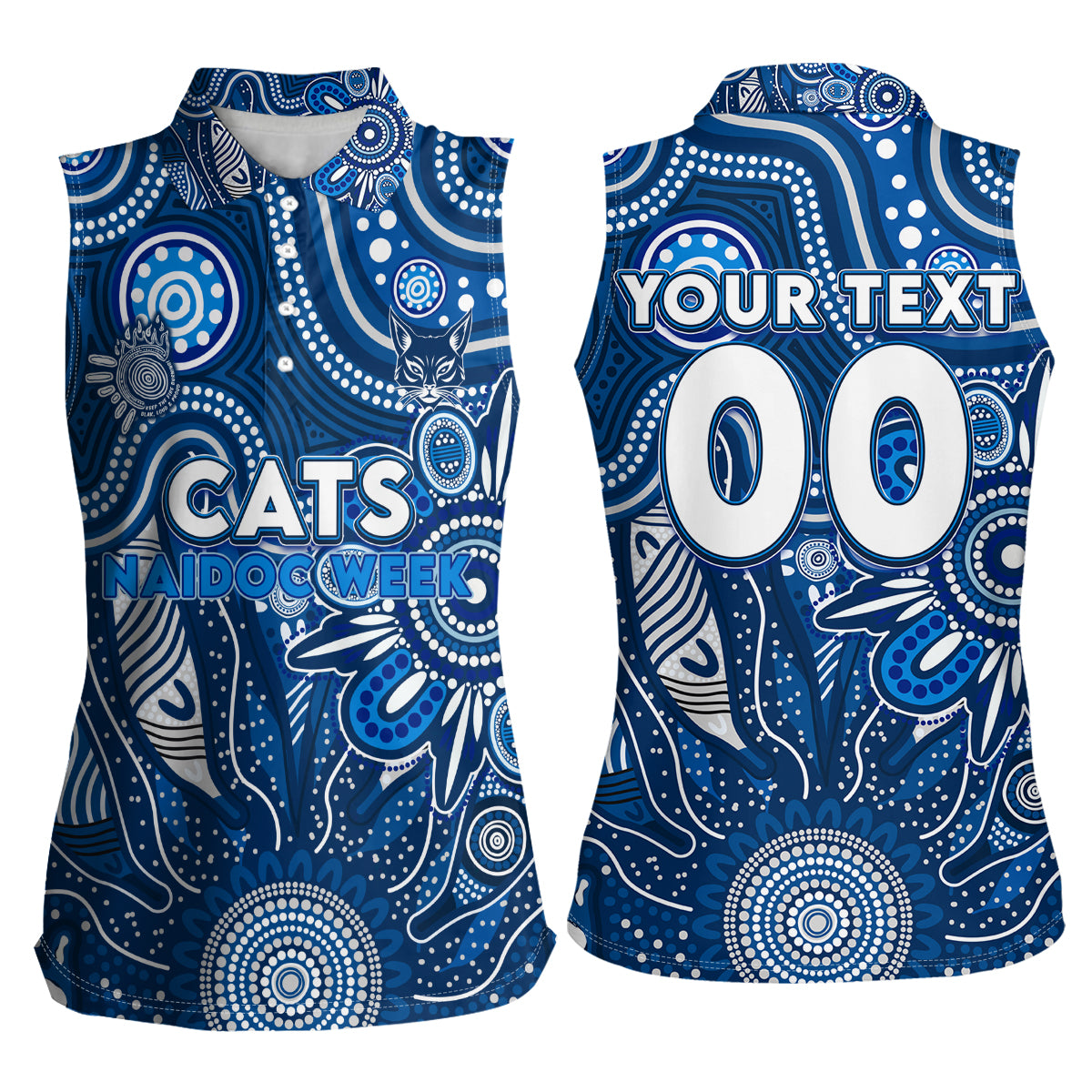 Personalised Cats NAIDOC Week 2024 Women Sleeveless Polo Shirt Aussie Aboriginal Art