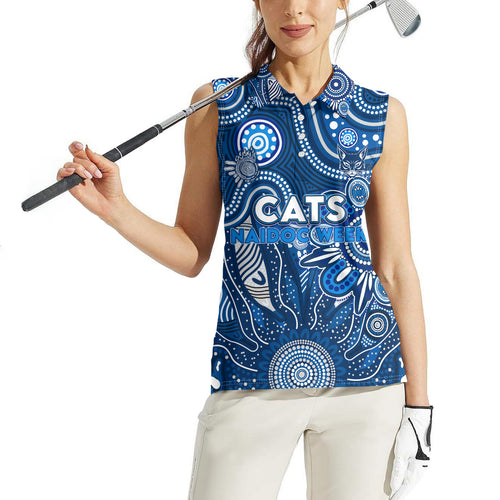 Personalised Cats NAIDOC Week 2024 Women Sleeveless Polo Shirt Aussie Aboriginal Art