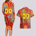 Personalised Sunnies NAIDOC Week 2024 Couples Matching Long Sleeve Bodycon Dress and Hawaiian Shirt Aussie Aboriginal Art